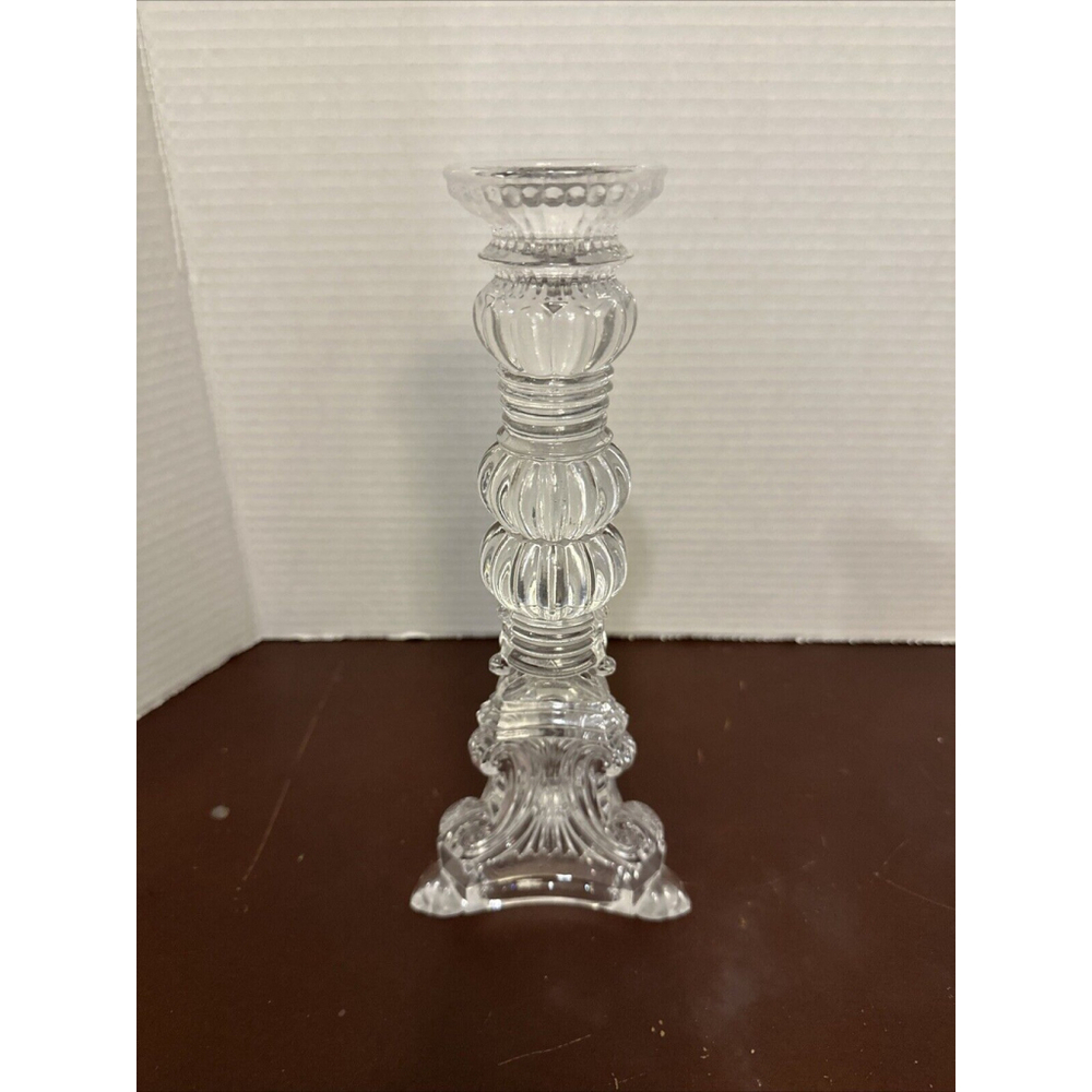 Vintage Bombay Crystal Italian Baroque Candle Holder Signed, Collectible 10”
